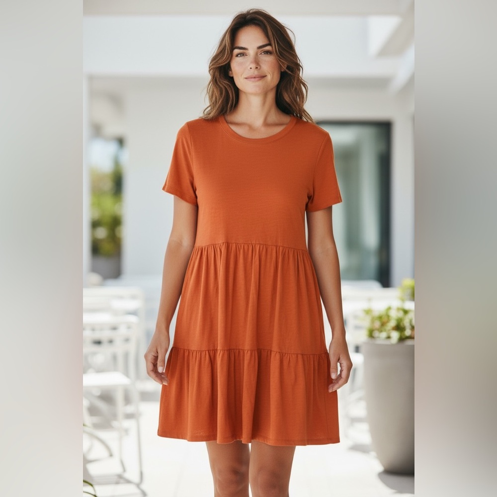 Amazon Essentials Orange Mini Dress With Pockets - image 1